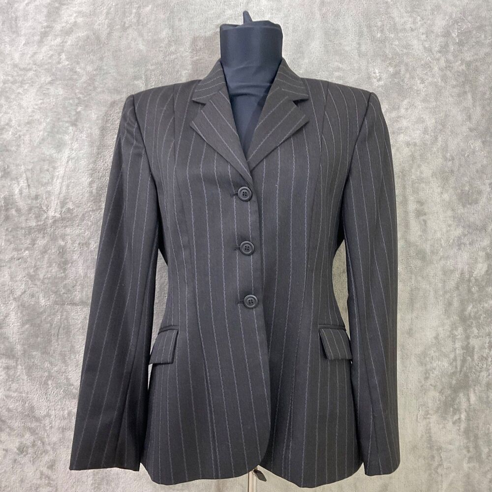 Marigold Riding Apparel wool blazer Size UK-14 -US 10 Gray Pin stripe Equestrian